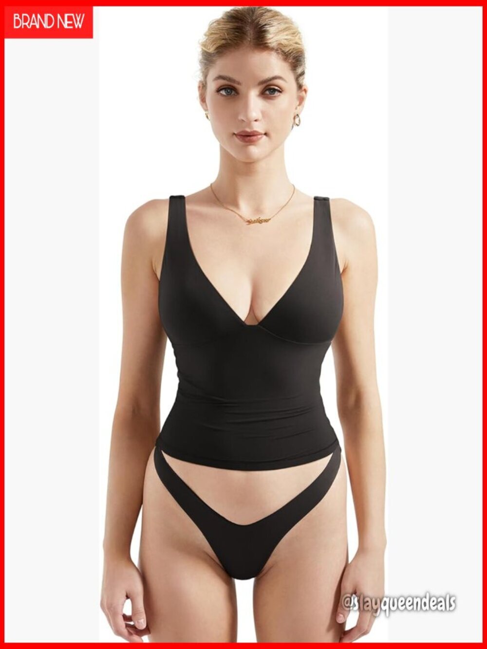 Sexy V Neck Tank Top Double Lined Stretchy Summer Crop Top